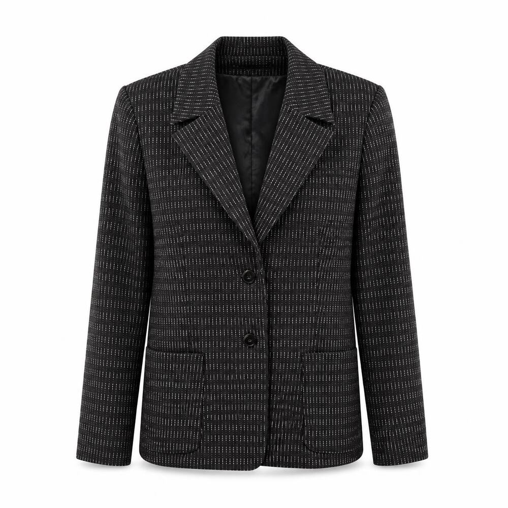 Harvé Benard 100% Wool Pinstripe Blazer Size 8 Charcoal Two Button Lined